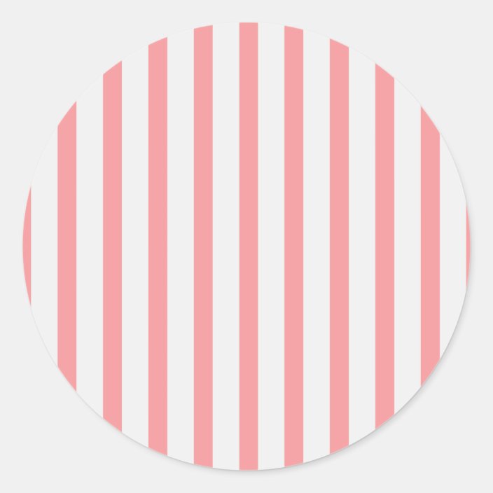 Stripes Pink & White Classic Round Sticker