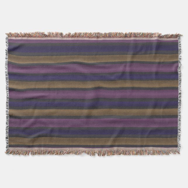 Stripes Pink Yellow Purple Grey Throw Blanket (Front)