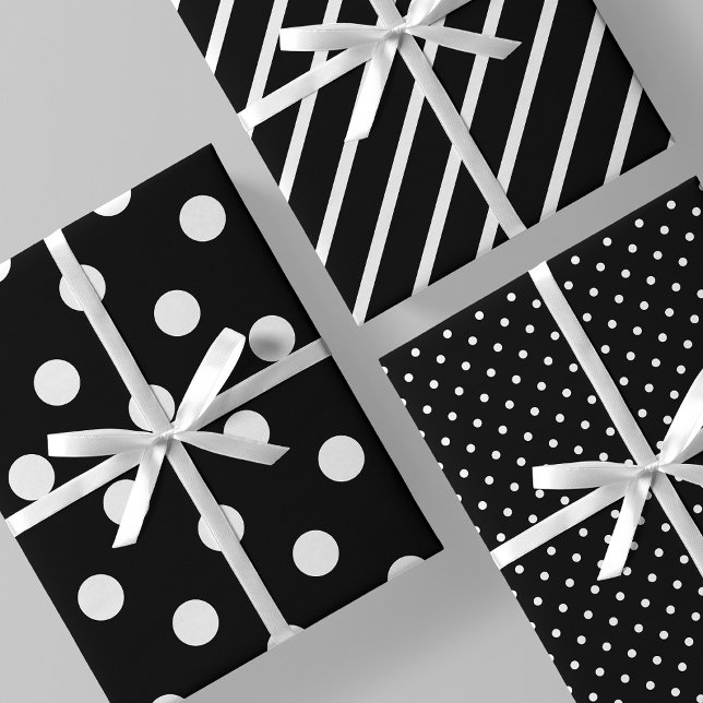 Stripes & Polka Dots Classic Black & White Wrapping Paper Sheets (Stripes & Polka Dots Classic Black & White Wrapping Paper Sheets)