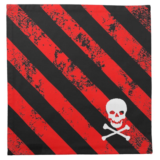 Stripes Punk/Anarquist cracked skull bones Cloth Napkin (Front)