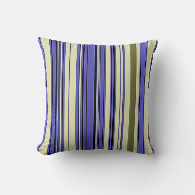 Stripes - Purple Blue Yellow Green Throw Pillow (Front)