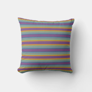 Stripes - Purple Blue Yellow Throw Pillow