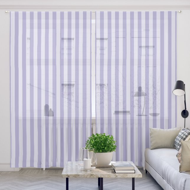 Stripes Purple Sheer Curtains (Living Room)
