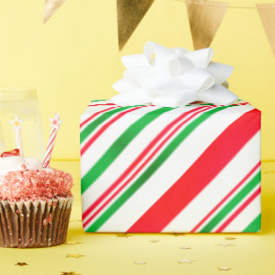 Stripes Red Green White Stripes Wrapping Paper