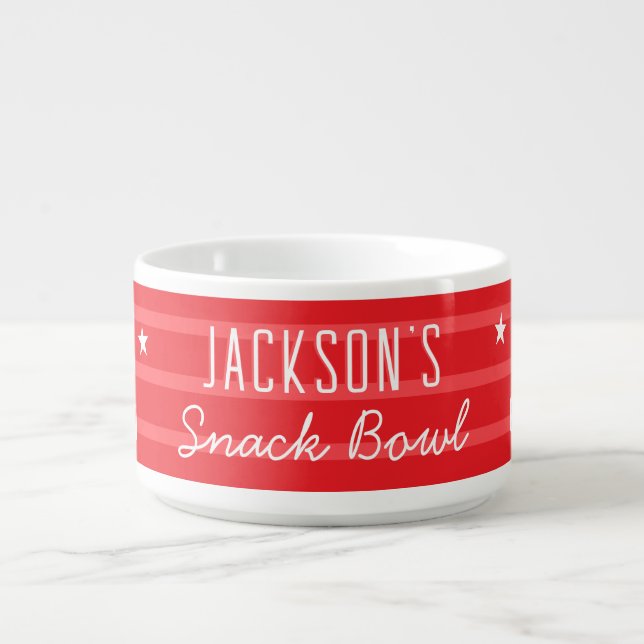 Stripes Red Video Game Name Snack Bowl (Center)