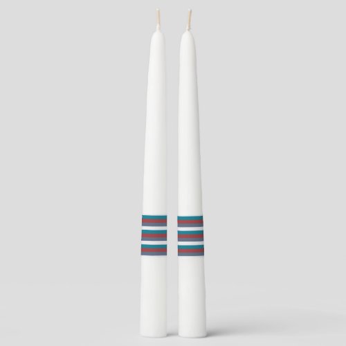 Stripes Red White Blue Grey Taper Candle