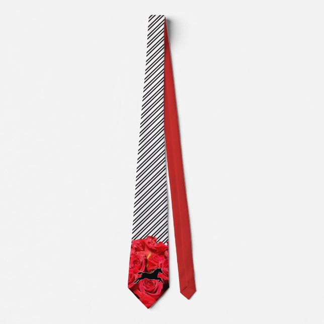 Stripes Roses Derby Horse Racing Neck Tie (Front)