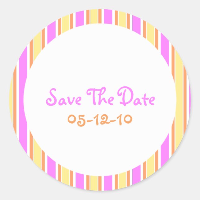 Stripes Save the Date Stickers (Front)