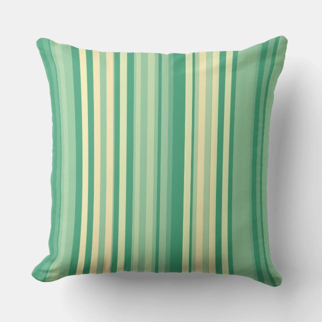 Stripes Seafoam Green and Wheat Blends Throw Pillow (Front)