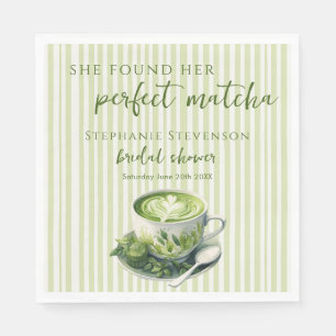 Stripes She Found Her Perfect Matcha Bridal Shower Napkins