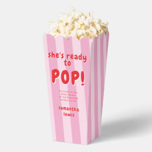 Stripes She's Ready to Pop Baby Shower Favor Boxes