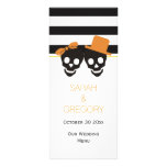 Stripes, skull couple Halloween wedding menu card