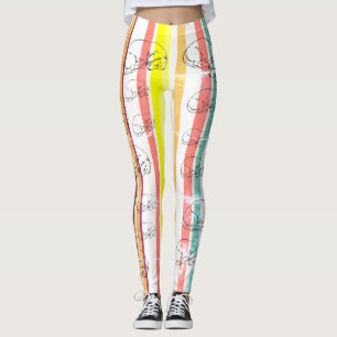 Stripes, Sleeping Dachshund Dog  Leggings