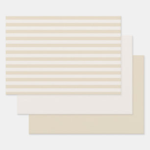 Stripes & Solid Beige Ivory Wrapping Paper Sheets