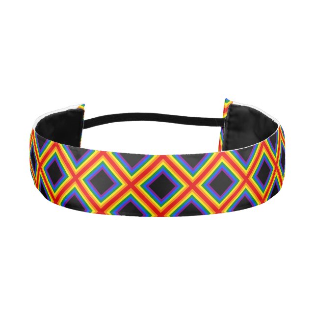 Stripes Square Frame RAINBOW + your idea Athletic Headband (Front)