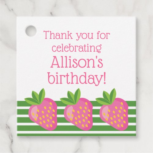 Stripes  Strawberries Personalize Gift Favor Tags