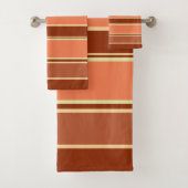 Stripes Tan and Rust Bath Towel Set | Zazzle