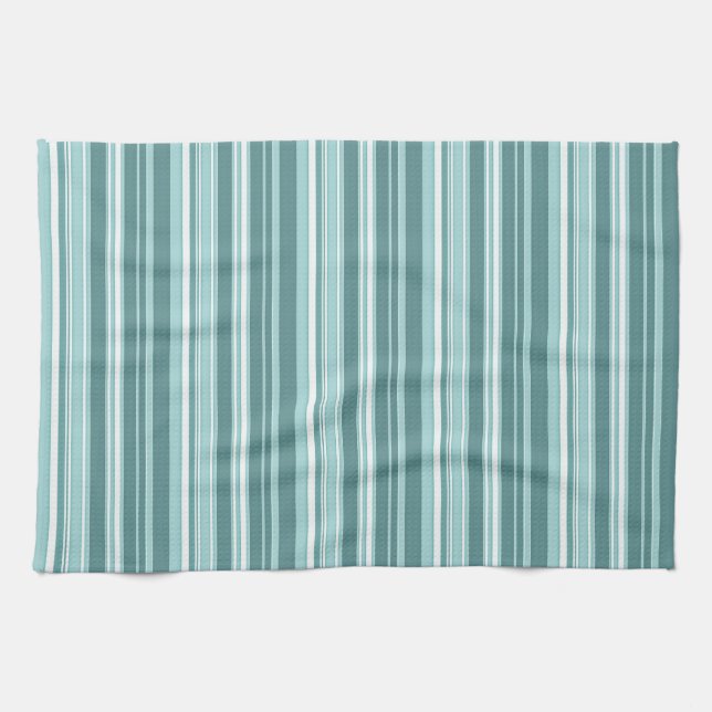Stripes - Teal Green Blue Towel (Horizontal)