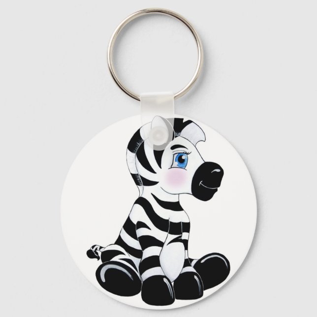 Stripes the Baby Zebra Keychain (Front)