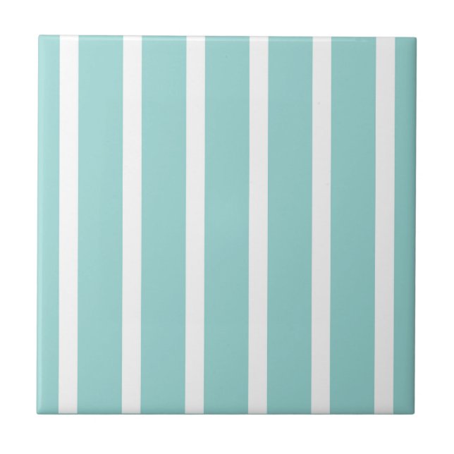 Stripes Thn Thick Blue White Ceramic Tile (Front)