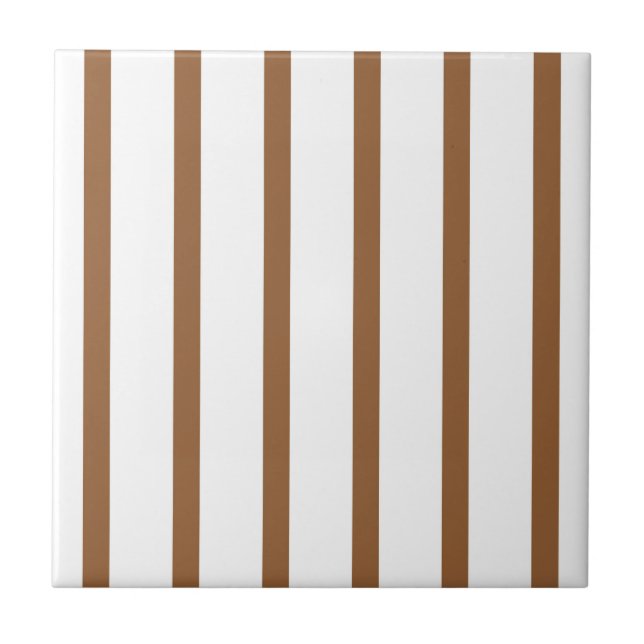 Stripes Thn Thick Brown White Ceramic Tile (Front)