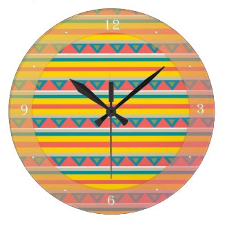 Stripes & triangles large clock