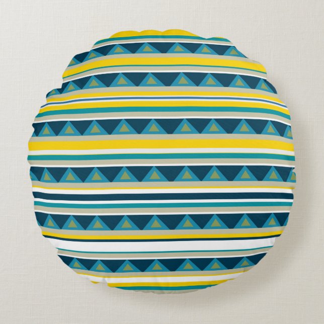 Stripes & triangles round pillow (Front)