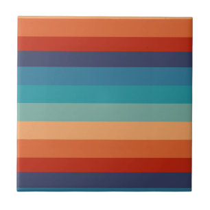 Stripes Vintage Color Old Style Colorful Geometric Ceramic Tile