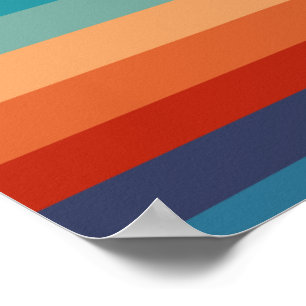 Stripes Vintage Color Old Style Colorful Geometric Poster