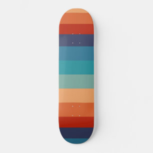 Stripes Vintage Color Old Style Colorful Geometric Skateboard