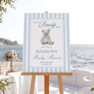 Stripes We Can Bearly Wait Teddy Bear Baby Shower Foam Board