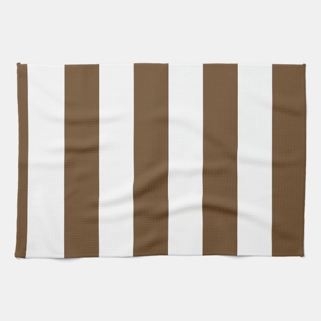 Stripes - White and Dark Brown Kitchen Towel (Horizontal)