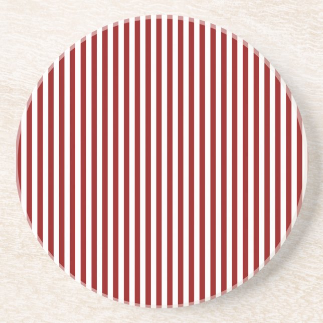 Stripes - White and Dark Red Coaster (Front)