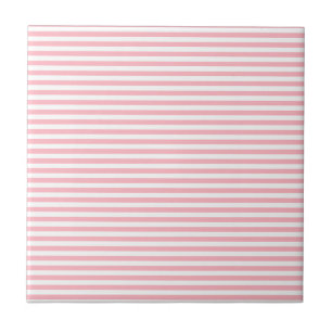 Stripes - White and Light Pink Ceramic Tile