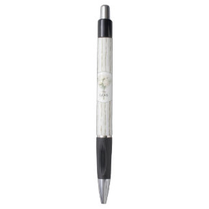 Stripes White Rose Floral Bouquet Love Wedding Pen