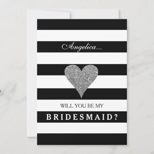 Stripes Will You Be My Bridesmaid Invitation