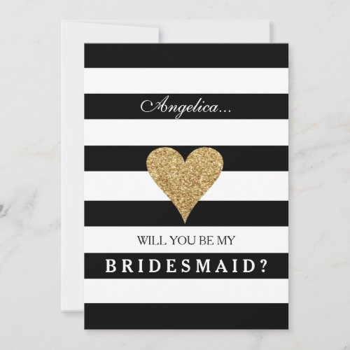 Stripes Will You Be My Bridesmaid Invitation