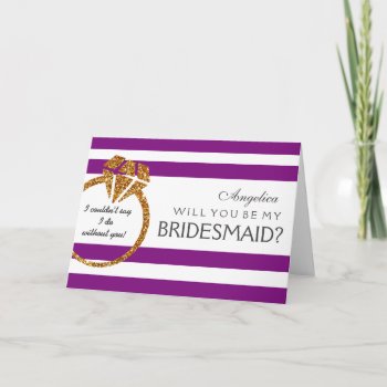 Stripes Will You Be My Bridesmaid Invitation Card by CleanGreenDesigns at Zazzle