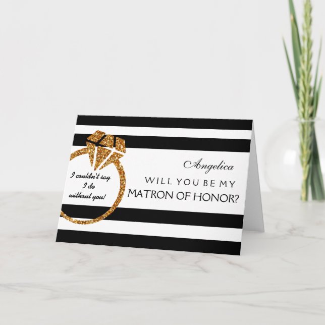 Stripes Will You Be My Matron of Honor Card (Front)