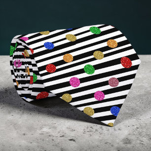 Stripes with Colorful Circles Necktie