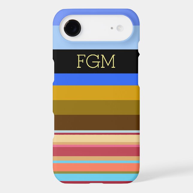stripes with custom initial Case-Mate iPhone case (Back)