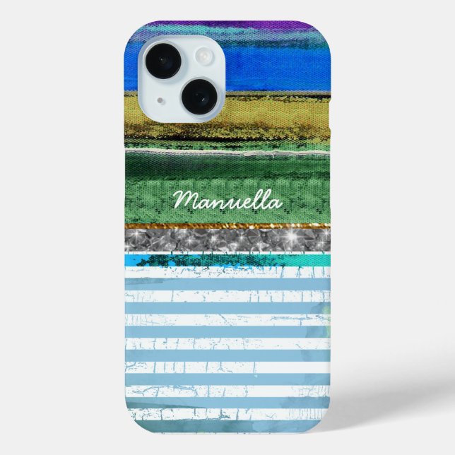 Stripes with her name Case-Mate iPhone case (Back)