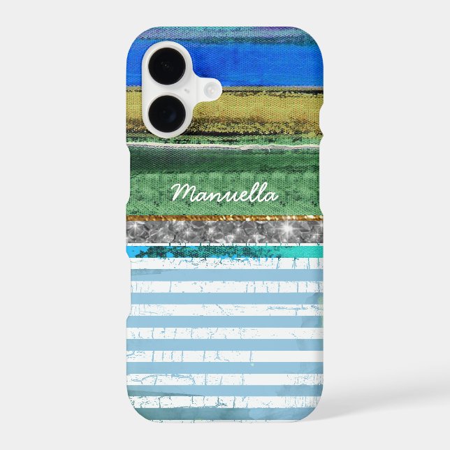 Stripes with her name iphone case (Back)