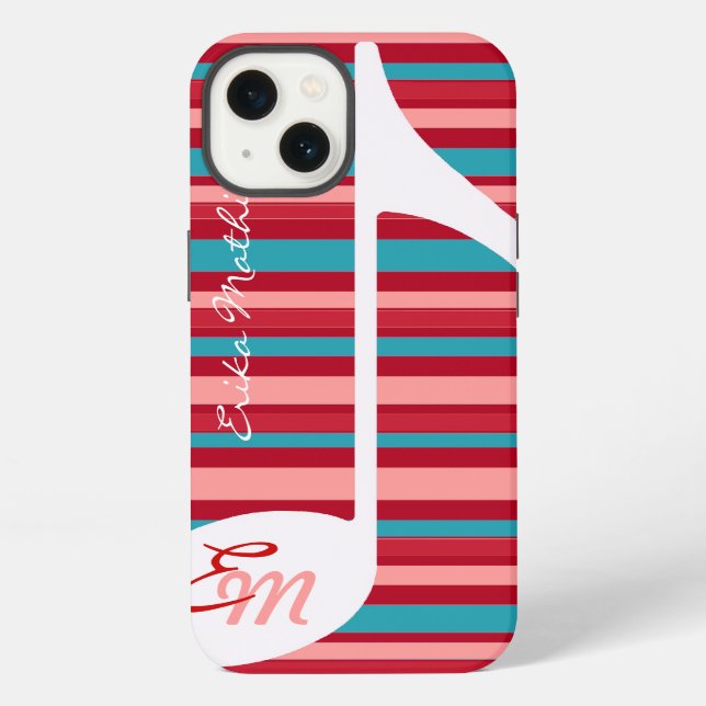 Stripes with musical note iphone case (Back)
