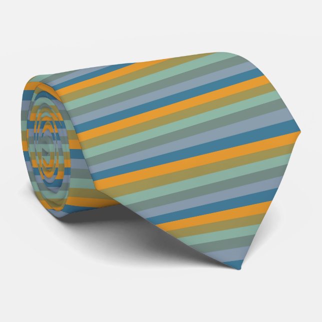 Stripes - Yellow Blue Lavender Olive Green Aqua Neck Tie (Rolled)