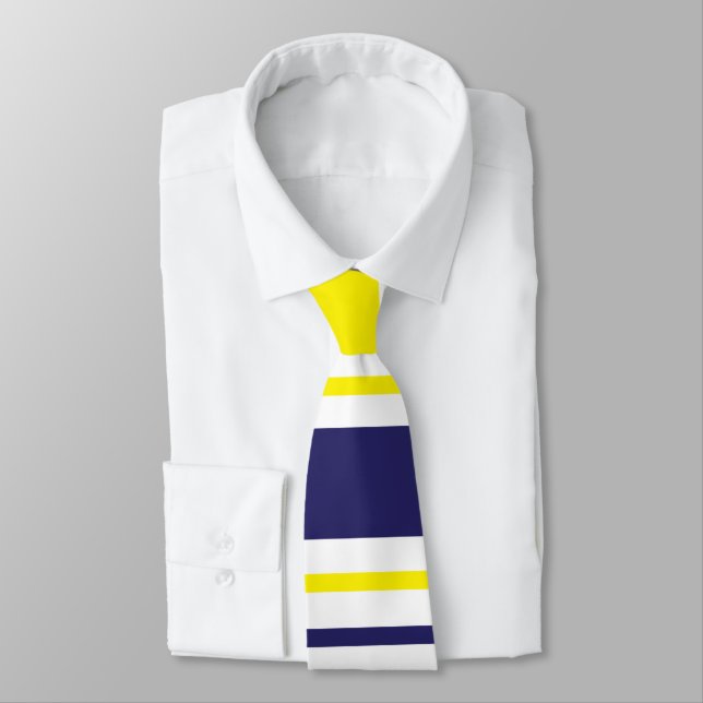 Stripes Yellow Blue Red Pattern Neck Tie (Tied)