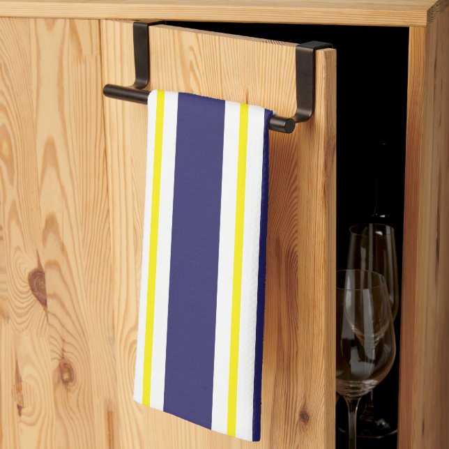 Stripes Yellow Blue Red Summer Pattern Kitchen Towel (Thirds Fold)