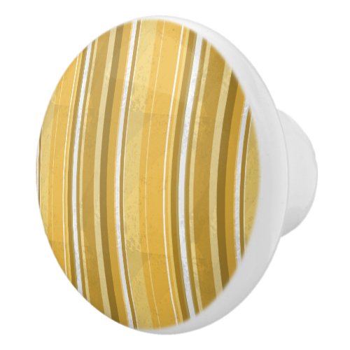 Stripes Yellow Ceramic Knob