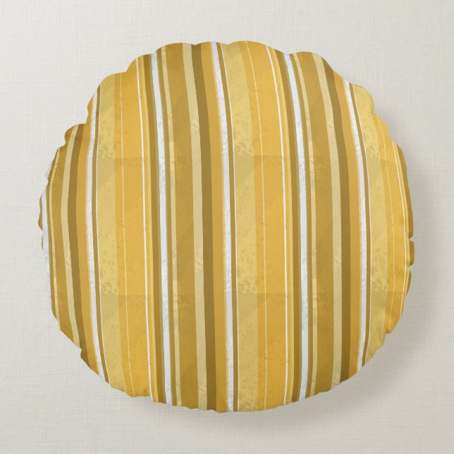 Stripes Yellow Round Pillow (Front)