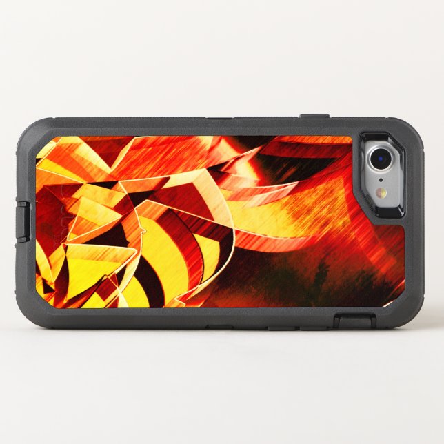 Stripes yellowing with dark red, strong streaked otterbox iPhone case (Back Horizontal)